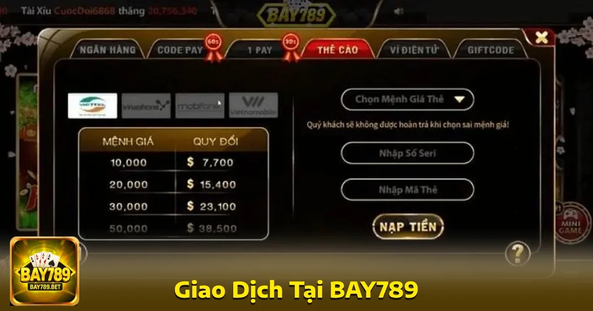 Bay789 18 Bay789 đã tối ưu hóa quy trình nạp và rút tiền mọi giao dịch đều được xử lý nhanh chóng