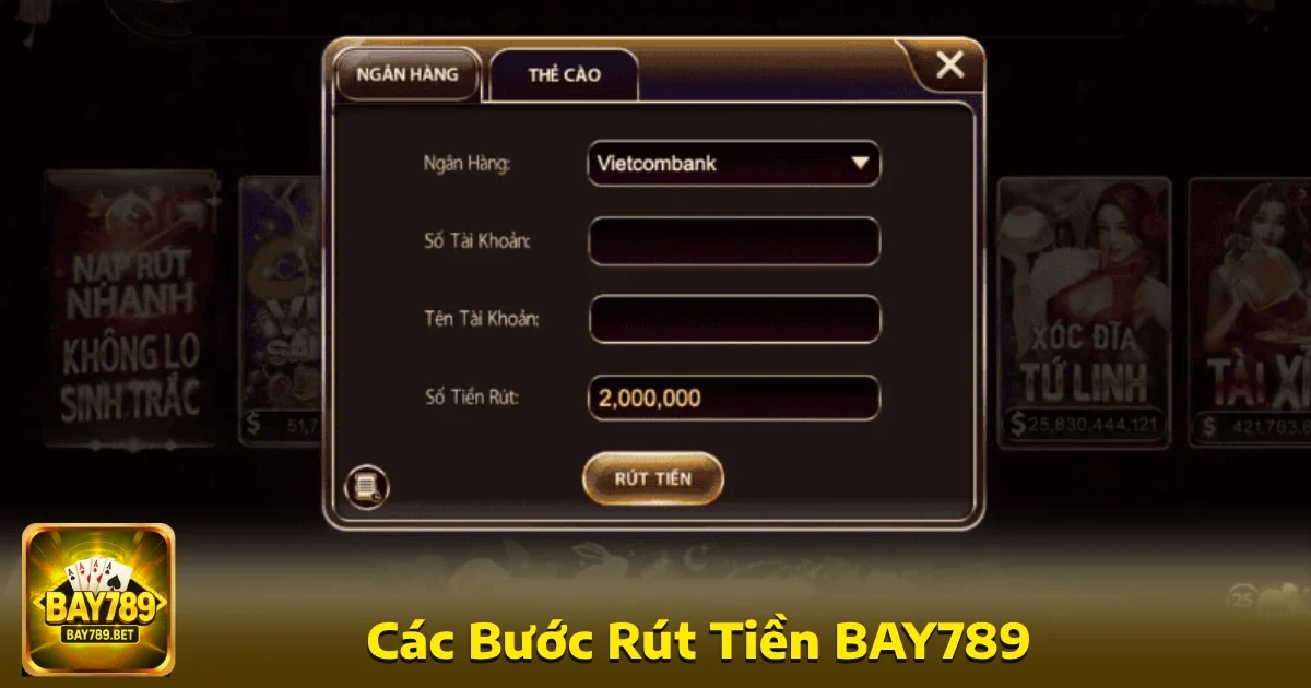Bay789 21 Khi thắng cược, việc rút tiền về tài khoản cá nhân tại sân chơi này cũng rất dễ dàng